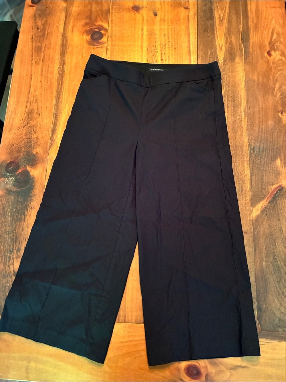 Counterparts Black Cropped Wide-Leg Pants